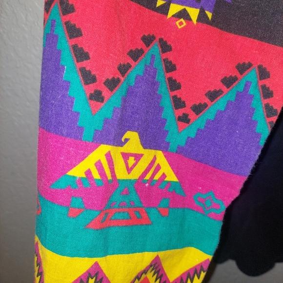 Vtg 80s 90s Wild West Colorful Western  Bib Womens Shirt Aztec Print USA Medium - Picture 5 of 8